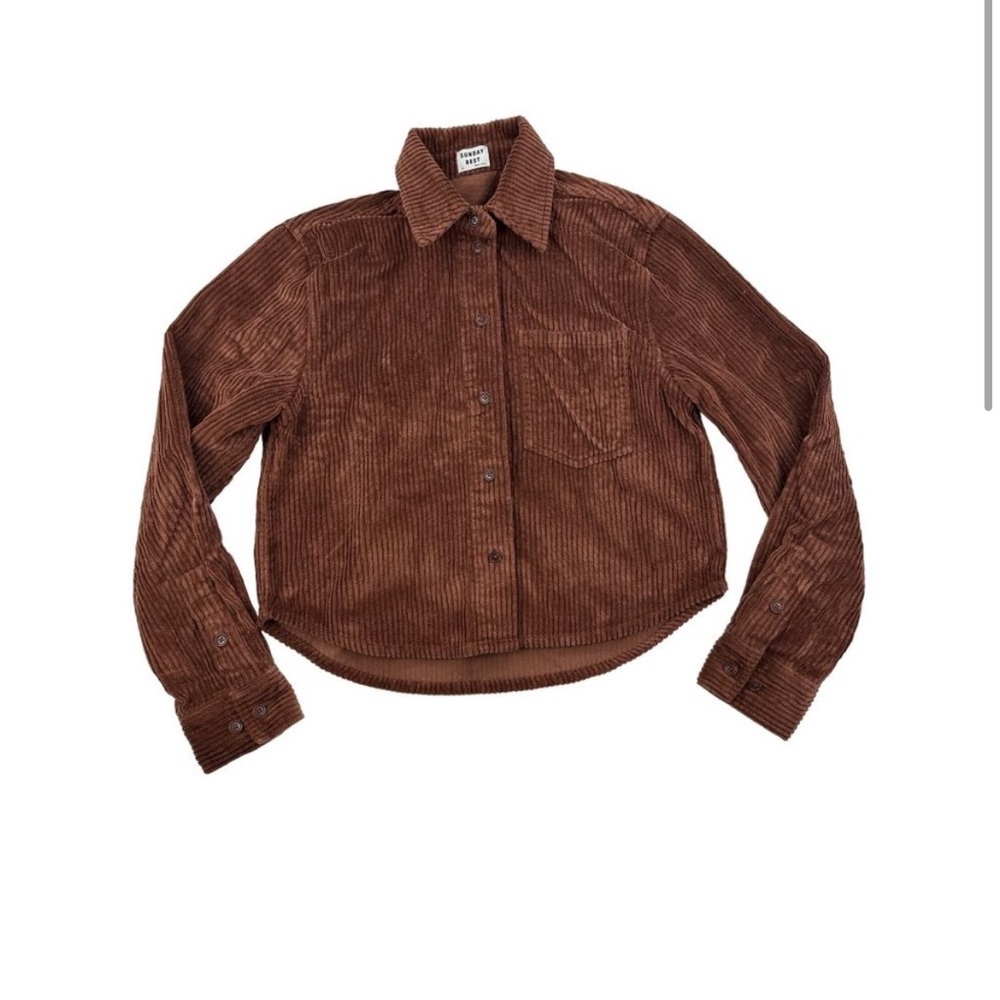 Aritzia Sunday Best - Cropped Curduroy Shirt Jacket in Brown